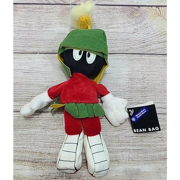 Warner Bros Plush Marvin The Martian Stuffed Animal Beanbag Toy Green Red 10.5" - Picture 1 of 6